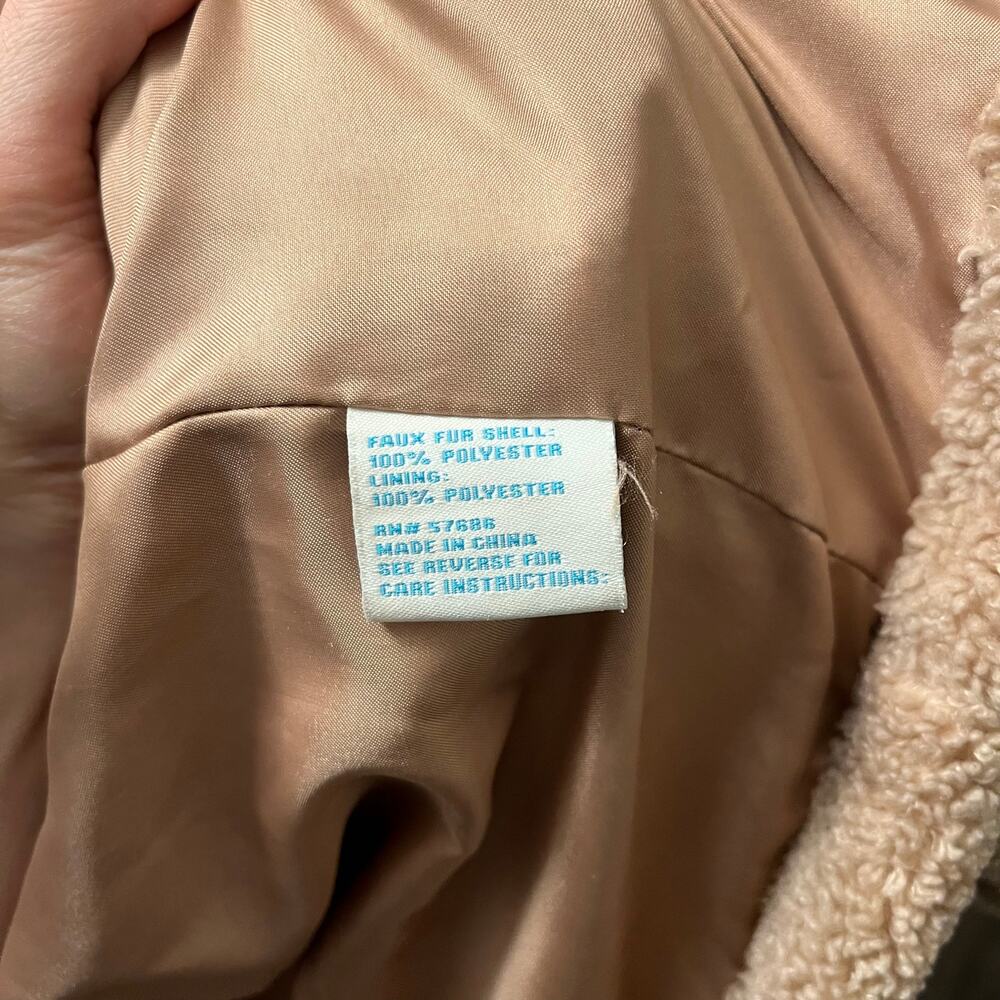 C&C California Faux Shearling Moto Jacket Women Small Tan Teddy Sherpa Zip Coat - Picture 6 of 6